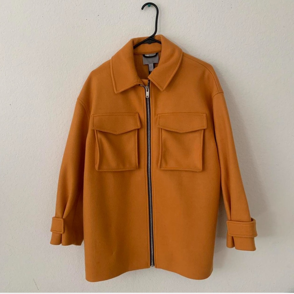 ASOS design orange coat with utility pockets